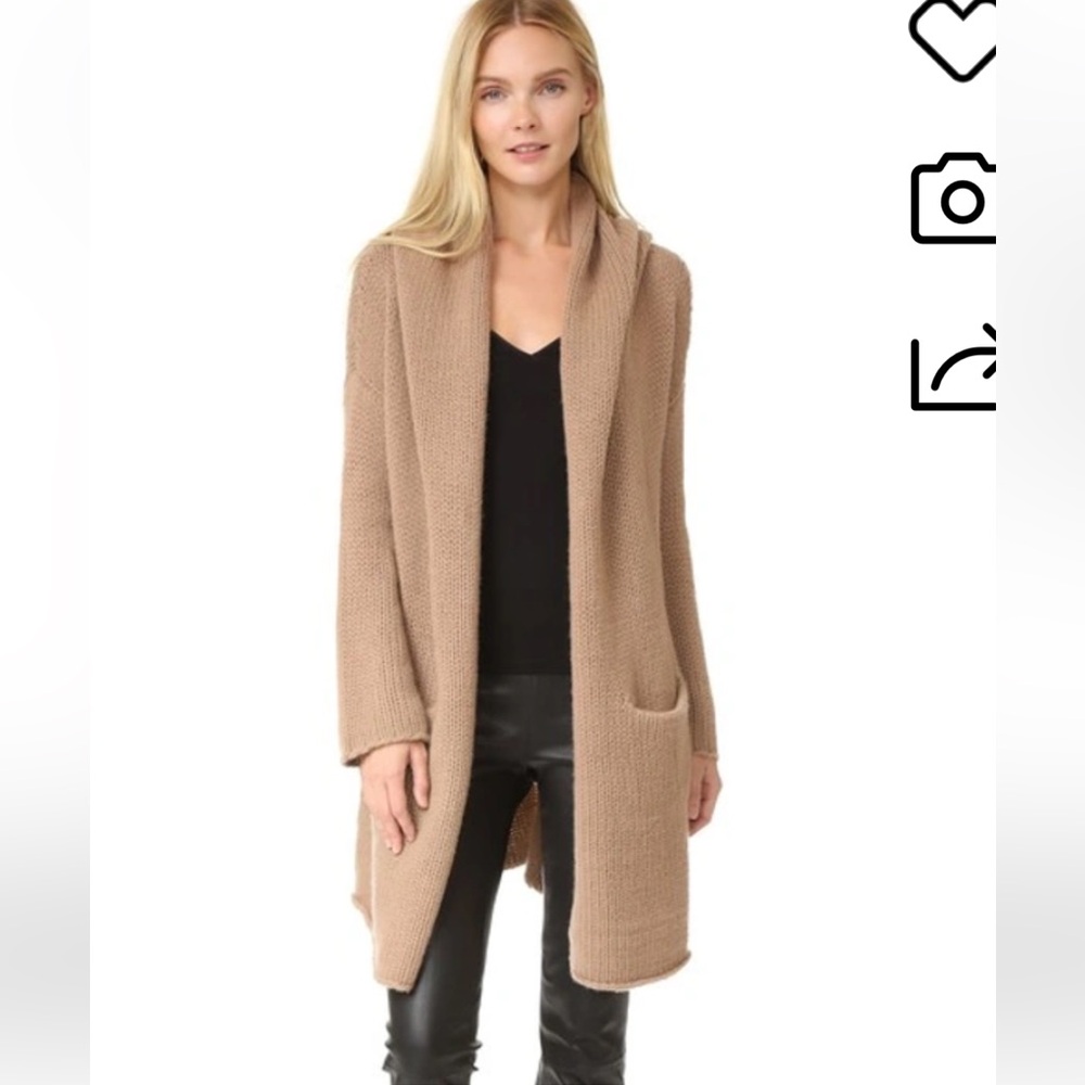 ThePerfext 100% Cashmere Collette Open Front Tan Sweater Size XS